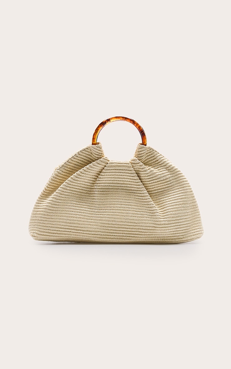 Cream Raffia Trapeze Hand Bag image 2