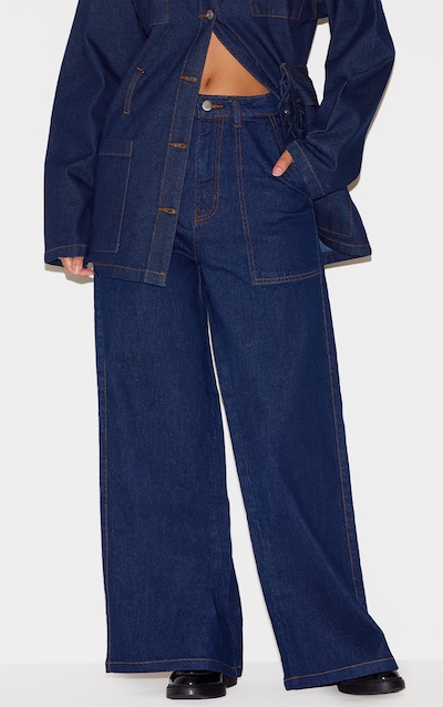 Indigo Wash Mid Rise Wide Leg Style Jeans