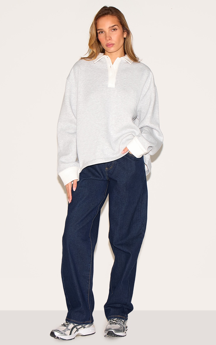 Ash Grey Oversized Polo Sweatshirt image 3