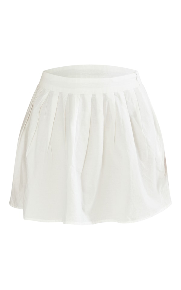  White Cotton Poplin Pleated Mini Tennis Skirt image 6