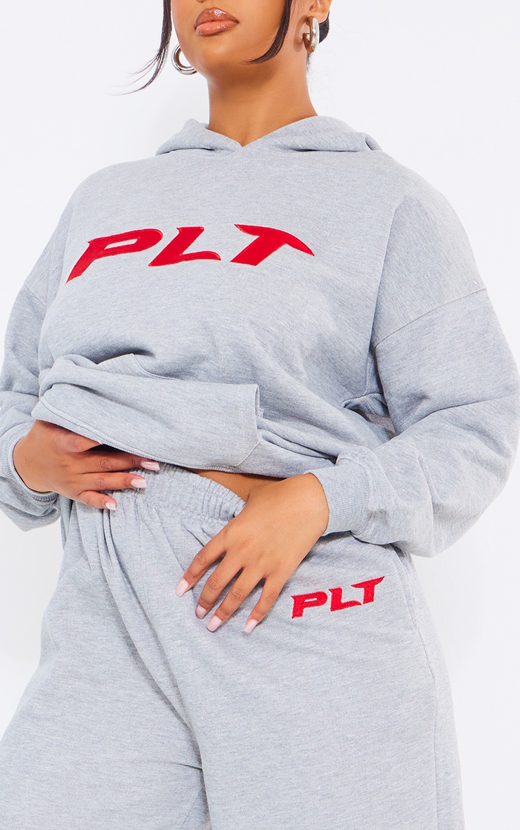 PRETTYLITTLETHING Plus Grey Marl Wide Leg Joggers image 4