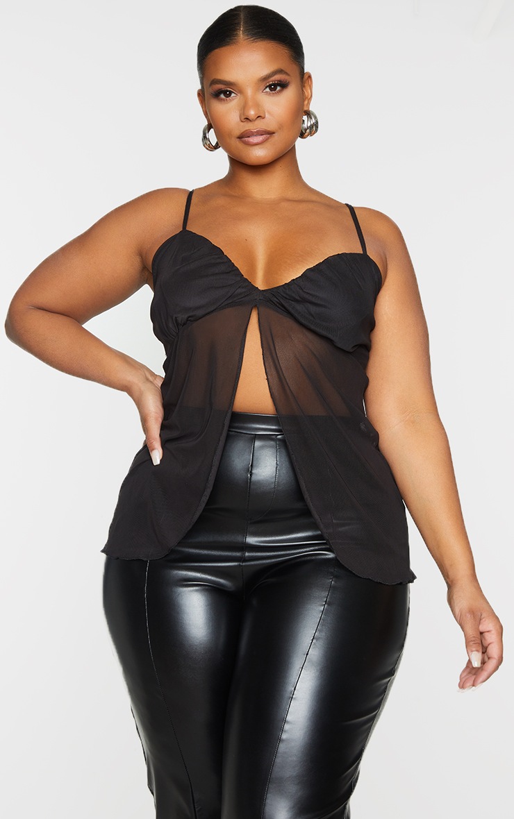 PLT Plus - Top noir en mesh rembourré