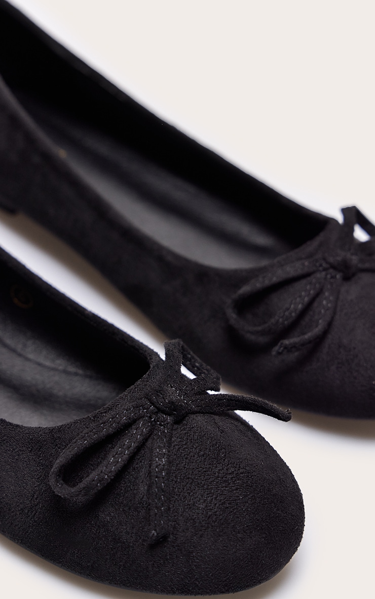 Black Wide Fit Round Toe Ballet Shoes image 4