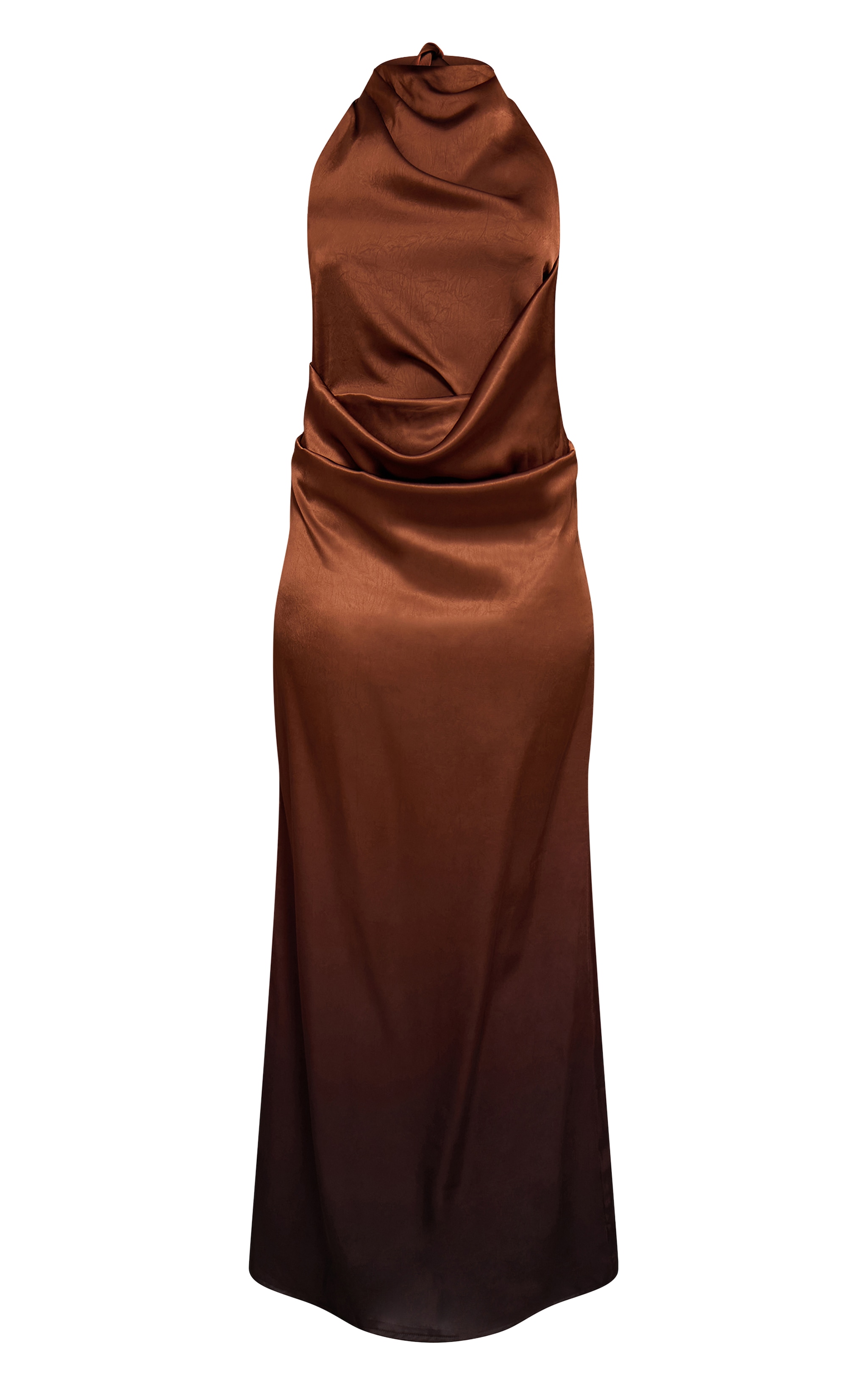 Bronze Satin Ombre Print Cowl Neck Maxi Dress image 5