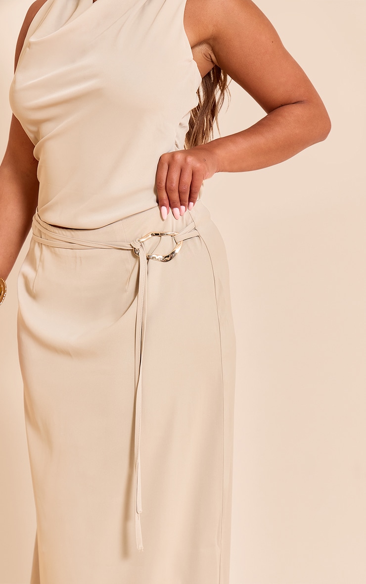 Shape Stone Gold Trim Strappy Tie Maxi Skirt image 4