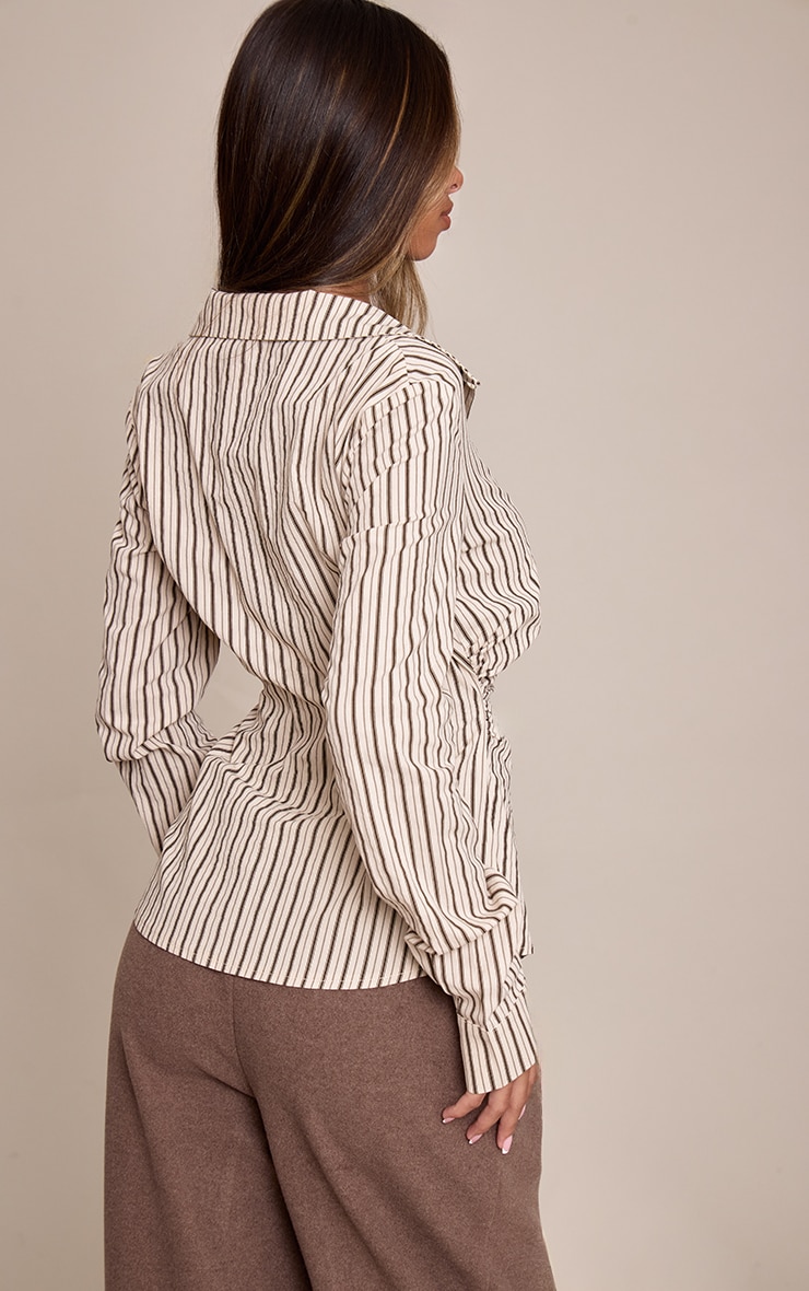 Petite Chocolate Cinched Stripe Shirt  image 2