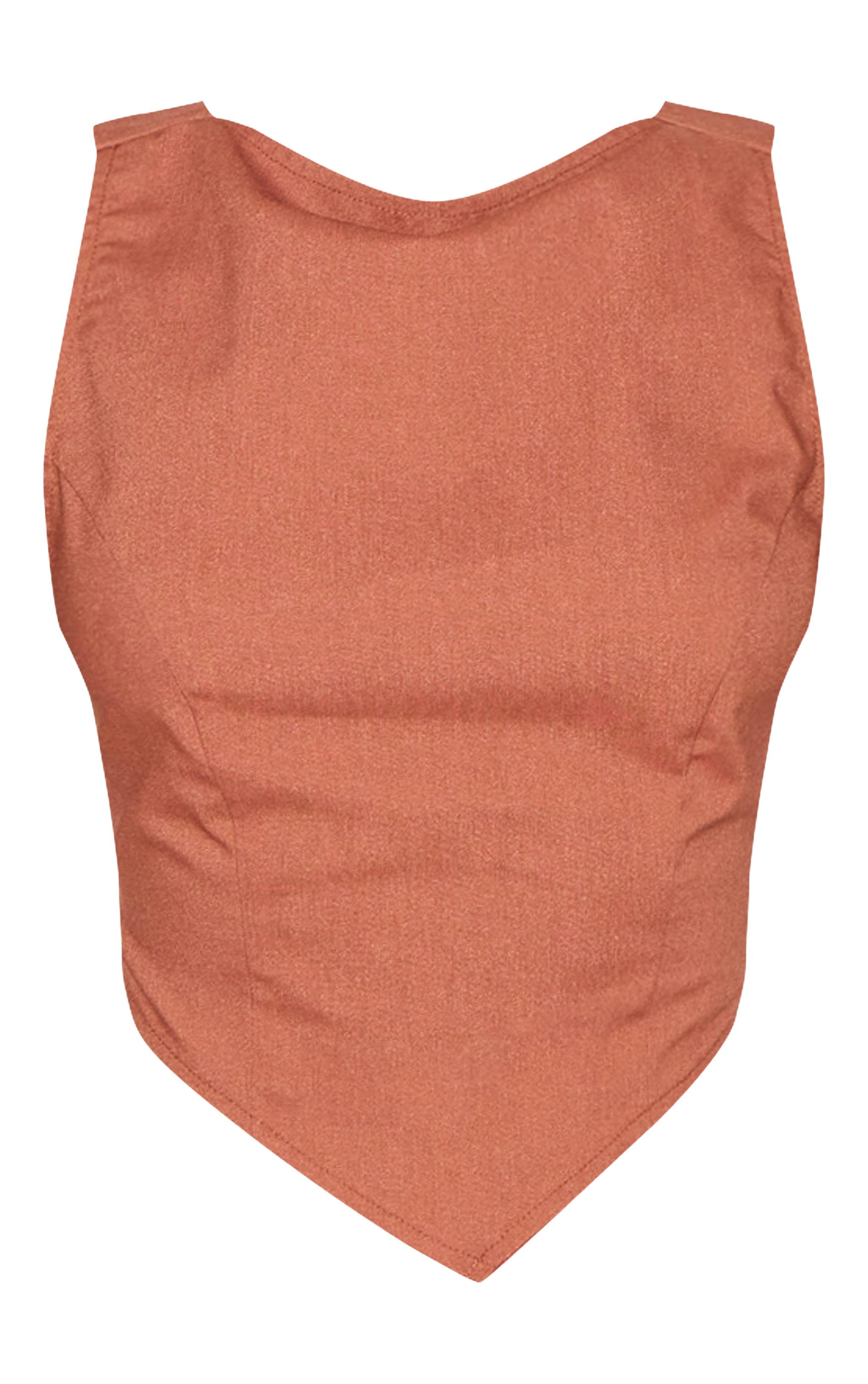 Rust Linen Look Woven Open Back Top image 5