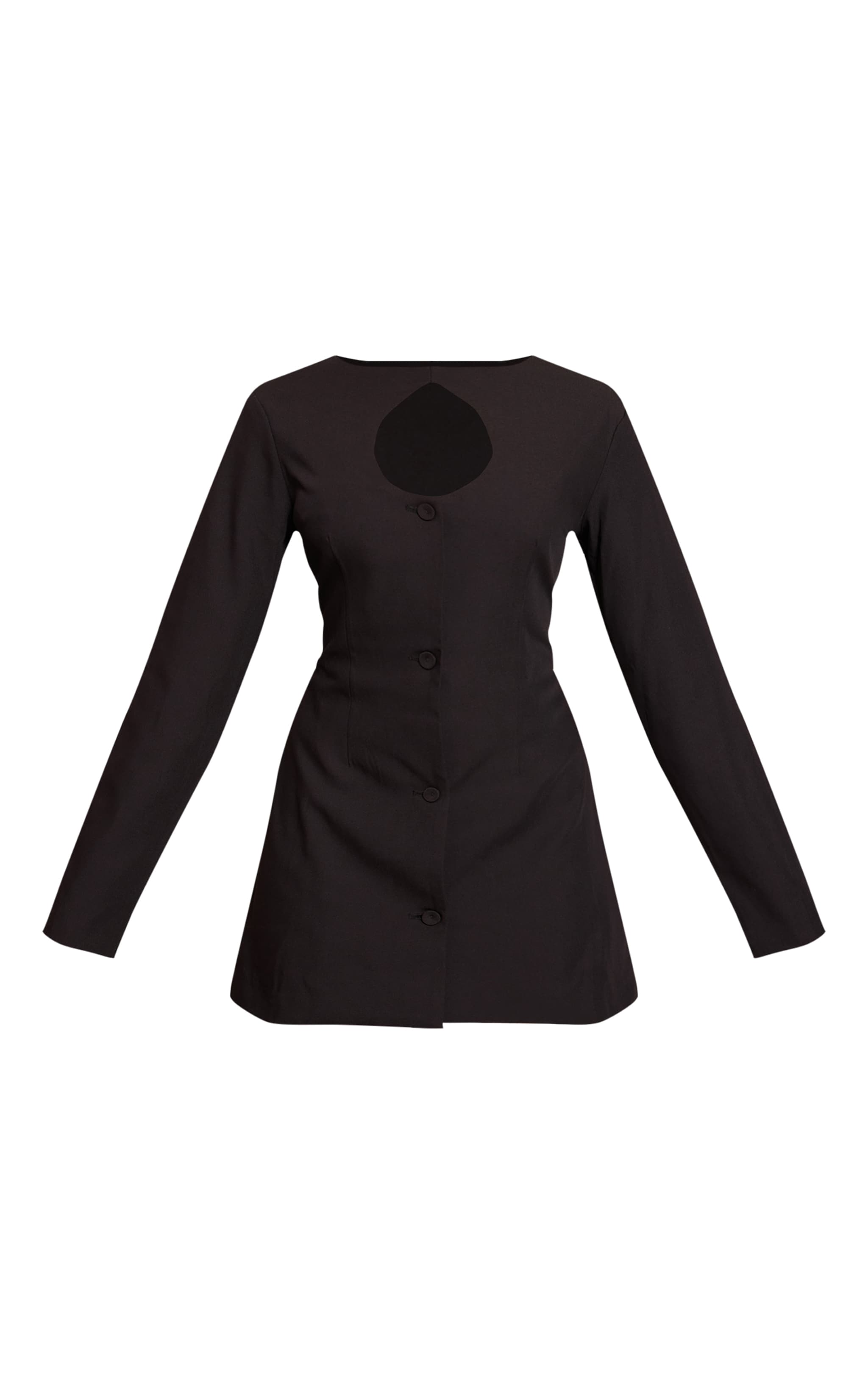 Black Woven Long Sleeve Mini Dress image 5