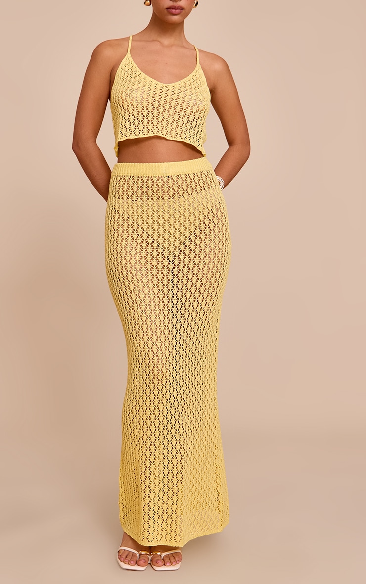 Lemon Crochet Knit Maxi Skirt image 2