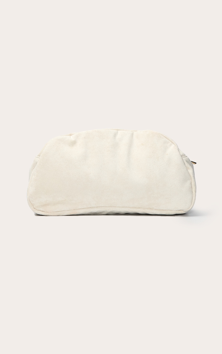 Cream Faux Suede Dome Stud Clutch Bag image 4