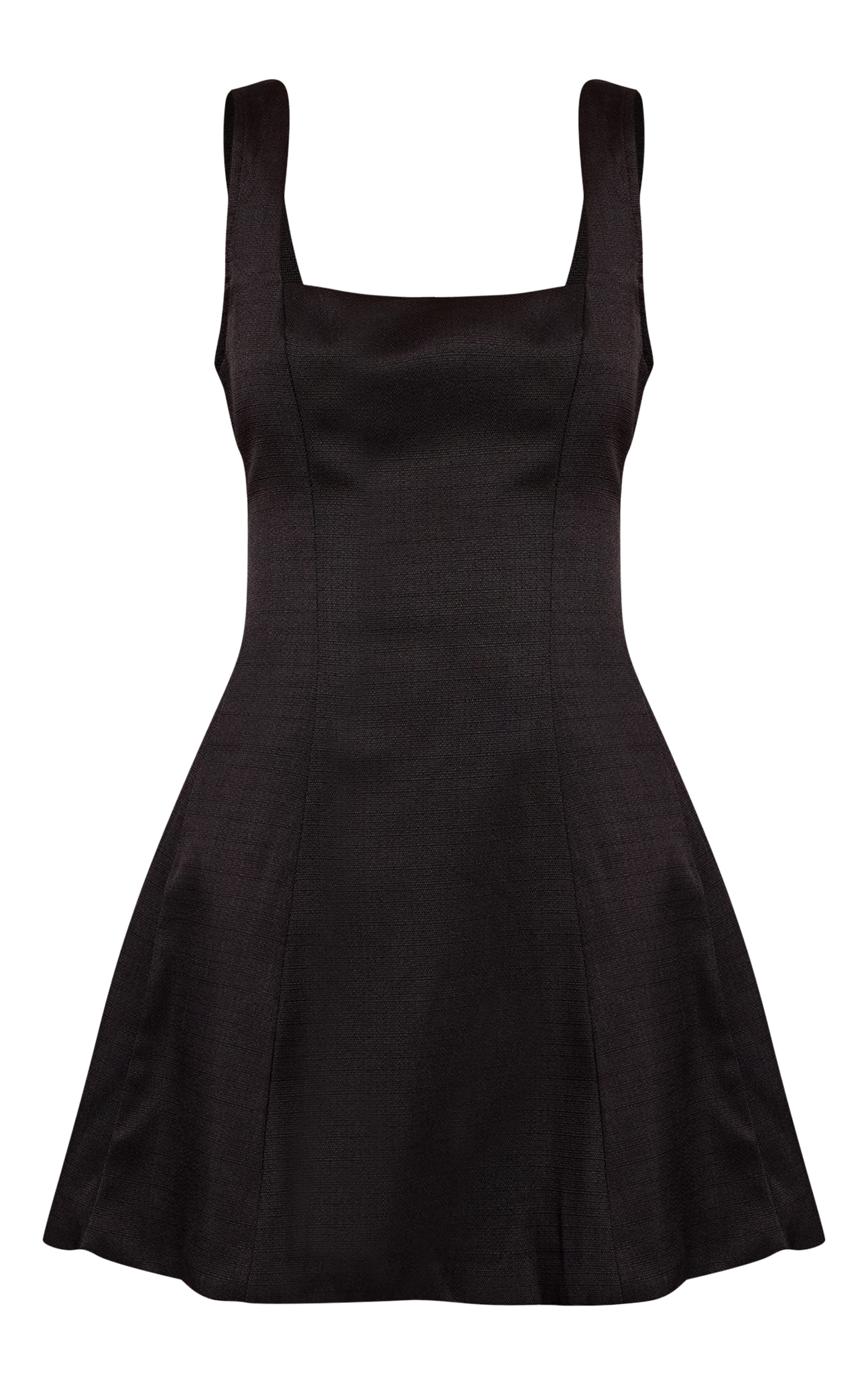 Robe droite tissée noire sans manches à col droit image 5
