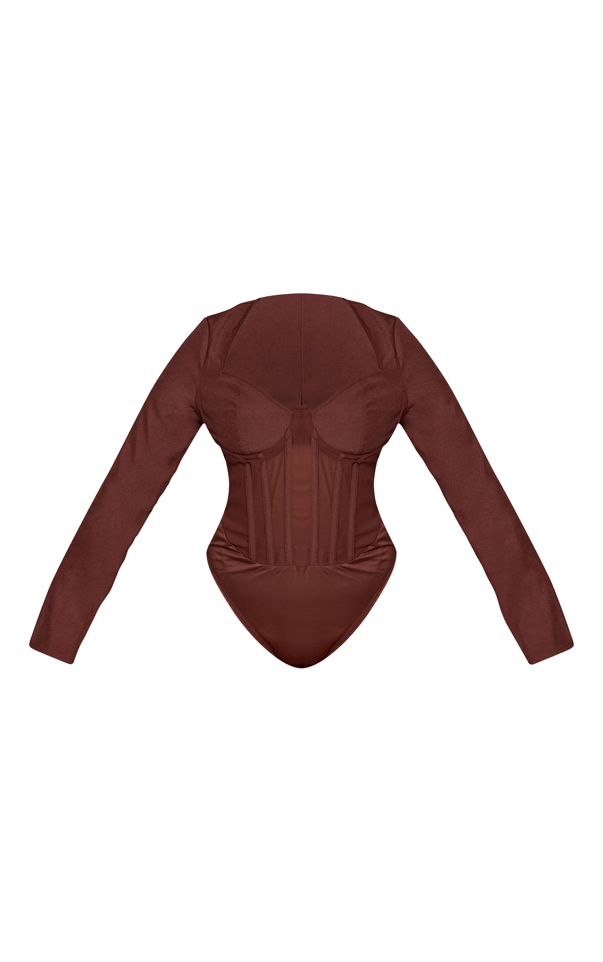 Shape Chocolate Mesh Long Sleeve Corset Bodysuit image 5