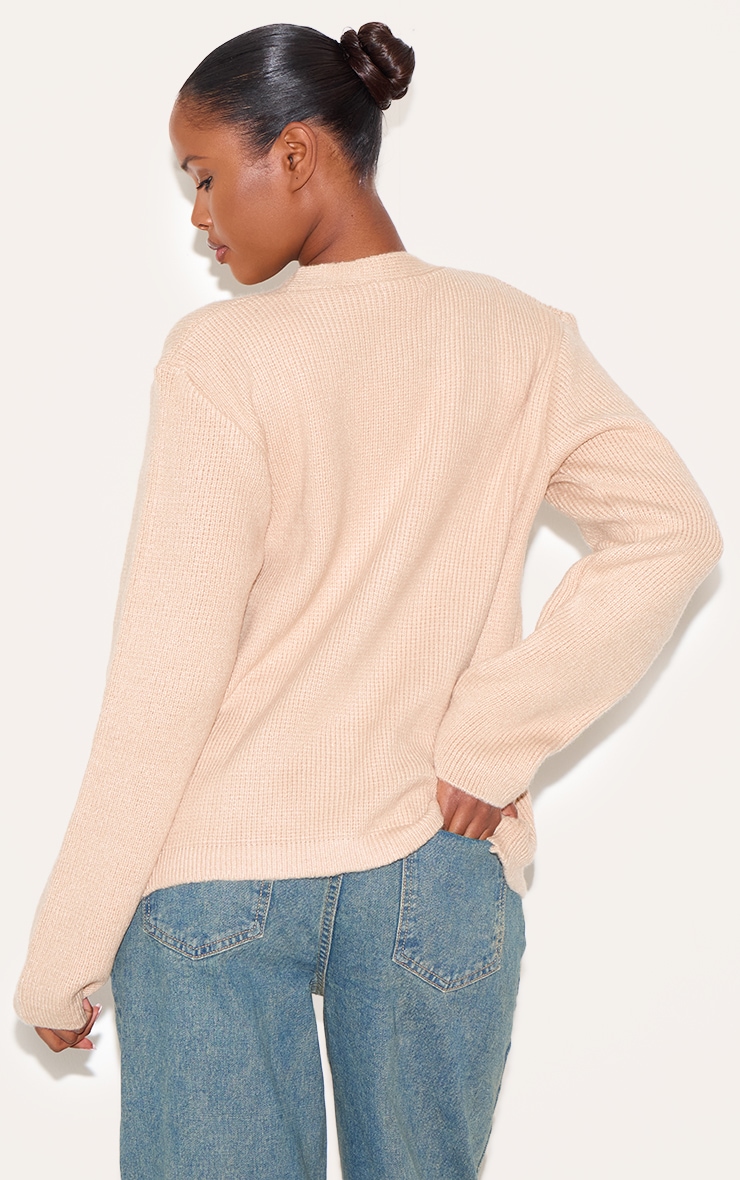 Oatmeal Chunky Knit Longline Cardigan image 2