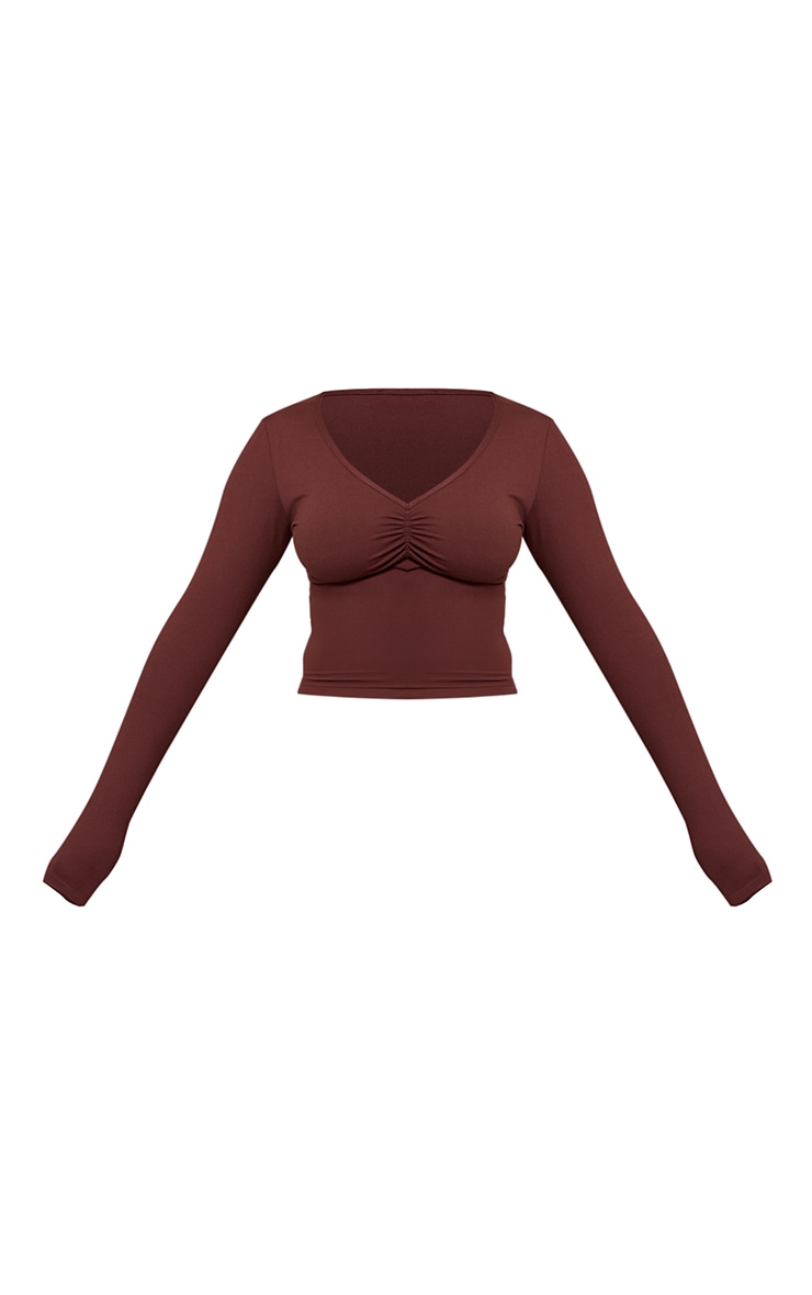 Shape Chocolate Sculpt Ruched Bust Long Sleeve Top image 5