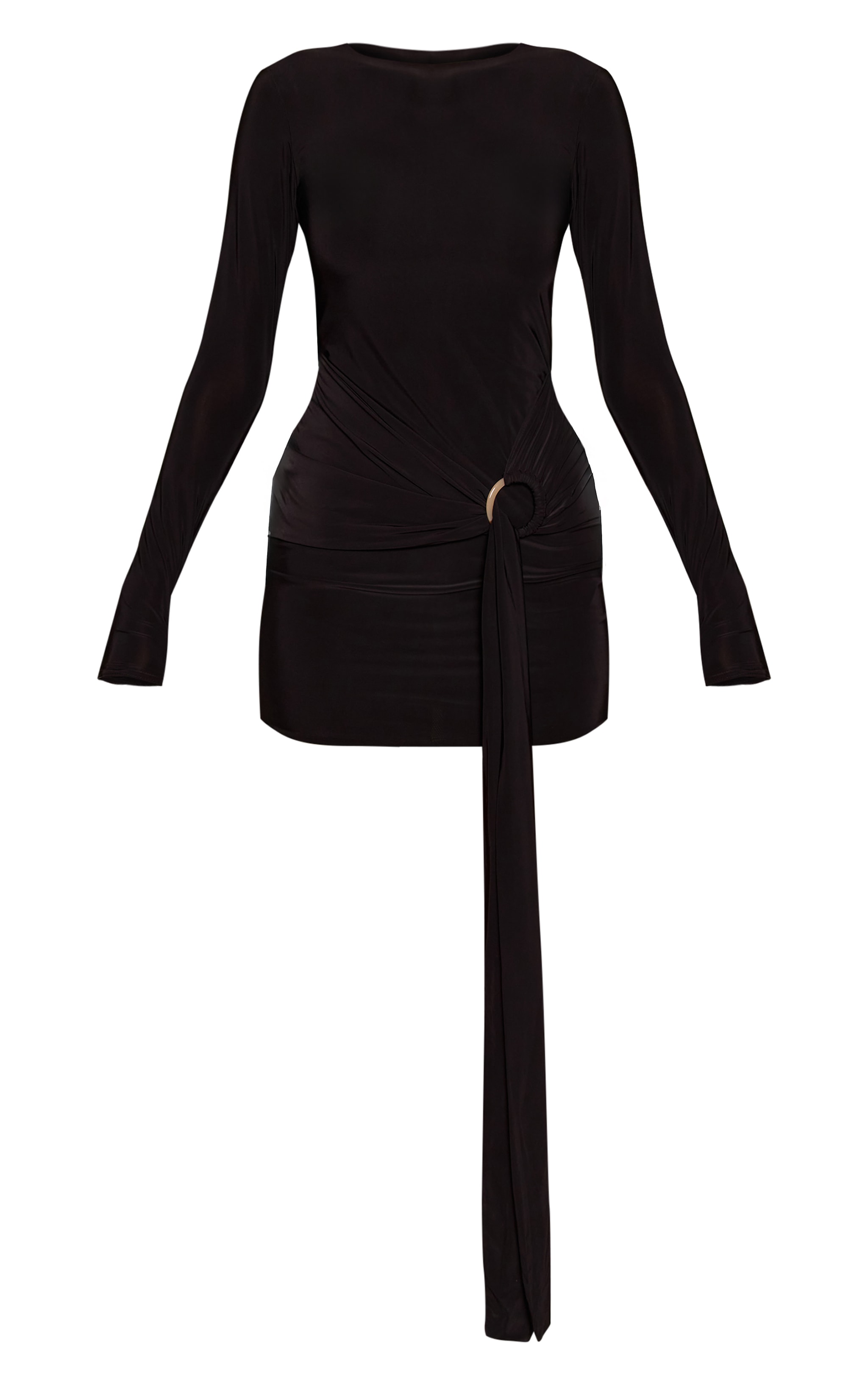 Black Double Layer Ring Trim Detail Mini Dress image 5