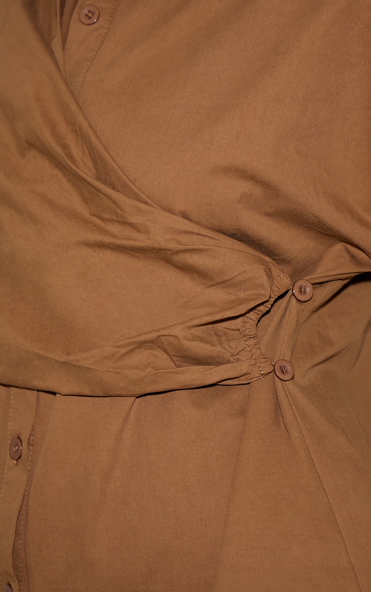Chocolate Overlay Long Sleeve Shirt Dress image 4
