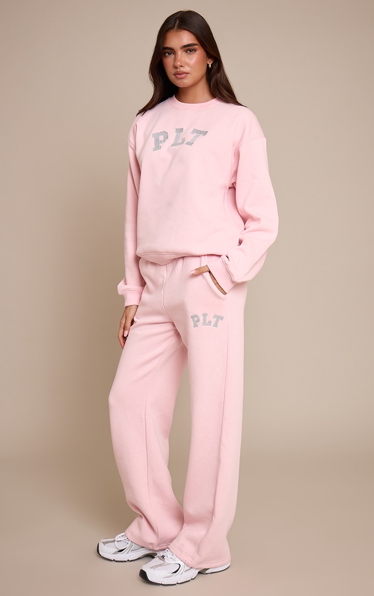 PLT Pink Glitter Logo Straight Leg Track Pant image 1
