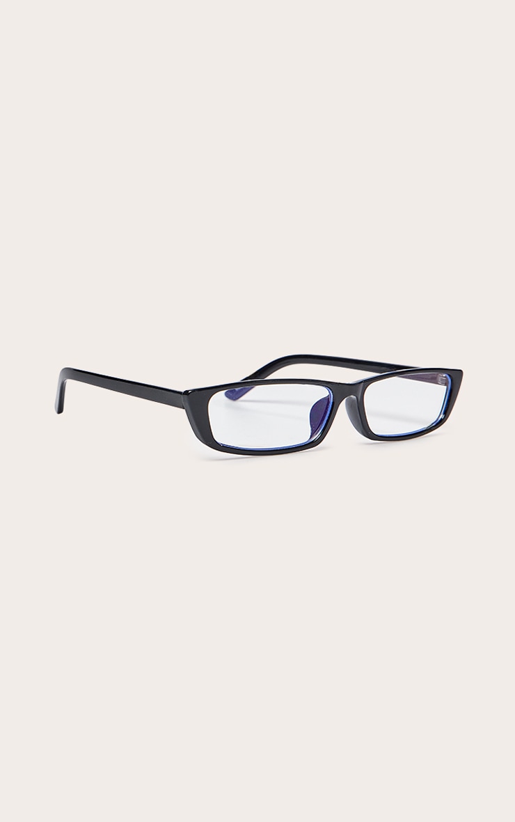 Black Rectangle Skinny Frame Blue Light Readers image 3