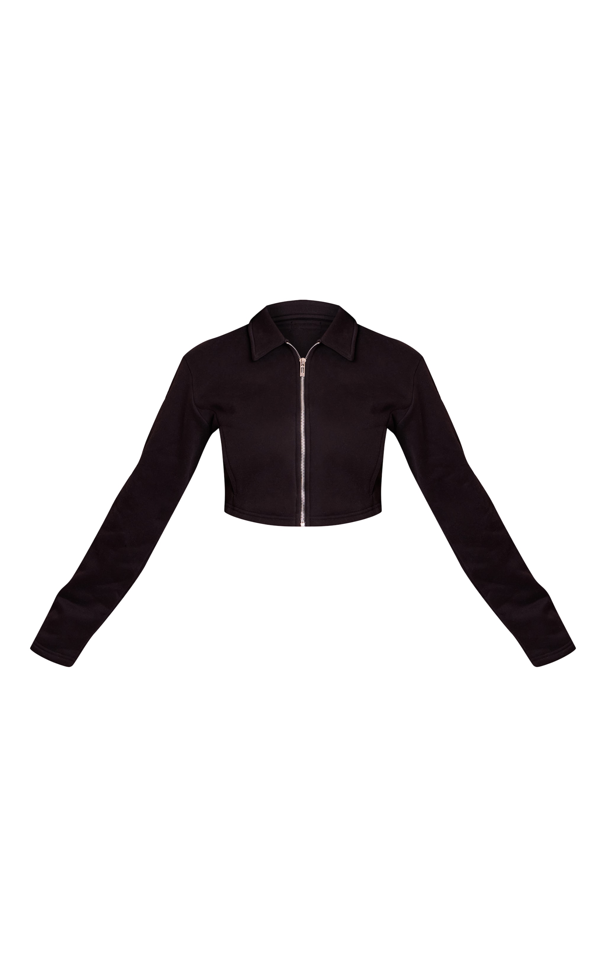 Petite Black Cropped Zip Through Collared Sweatshirt image 5