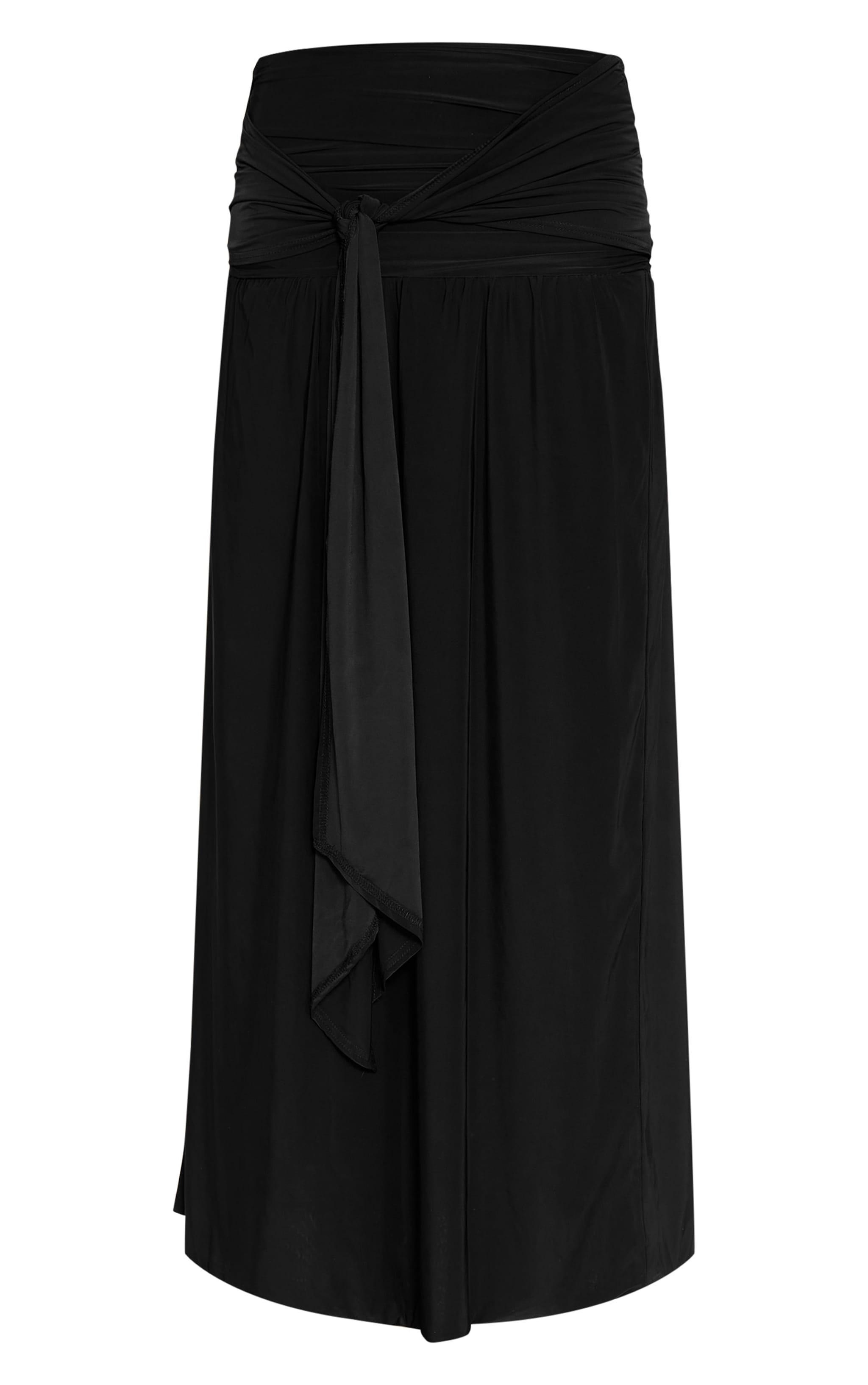 Black Double Layer Slinky Knot Drape Maxi Skirt image 5