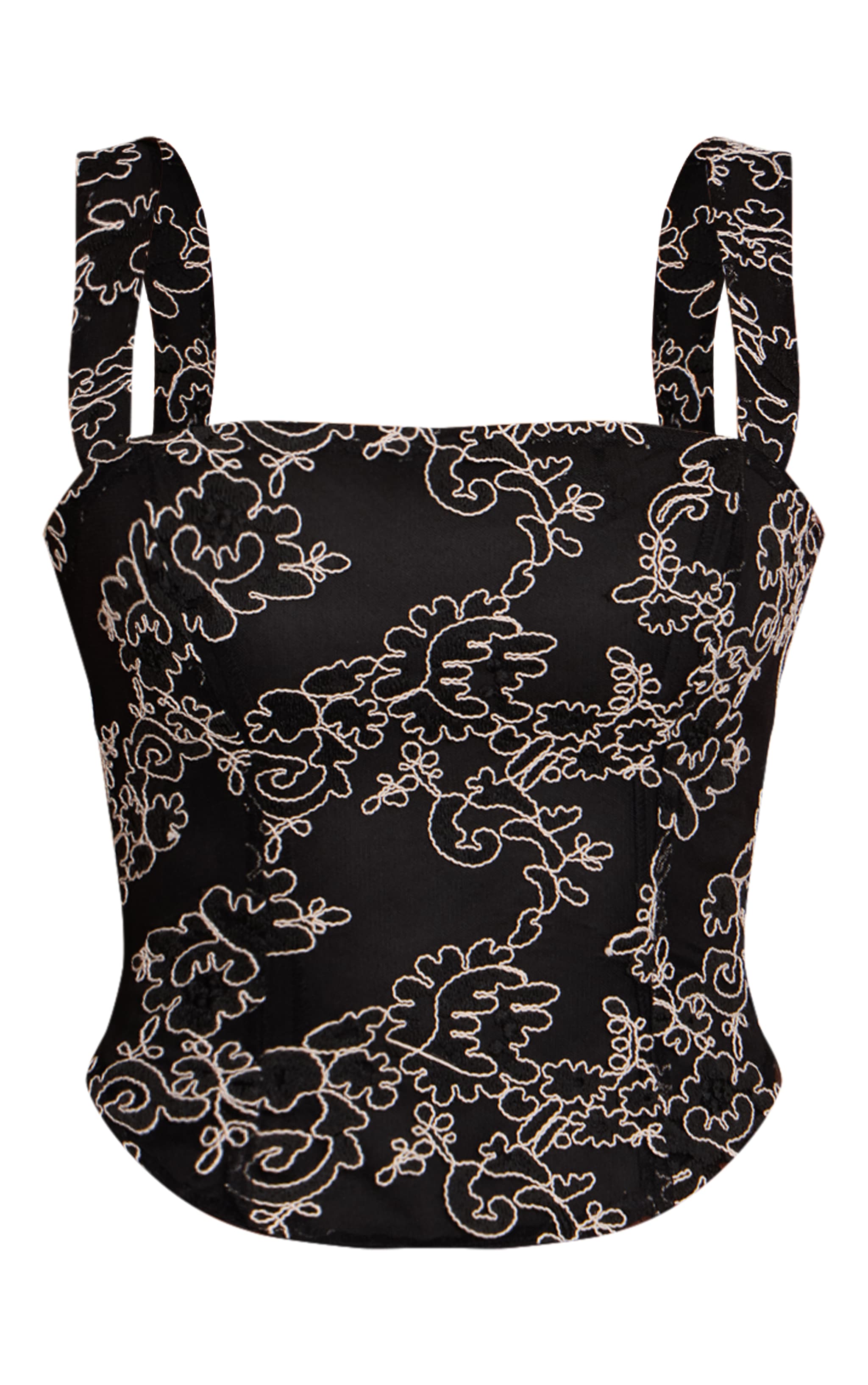 Black Contrast Lace Square Strappy Top