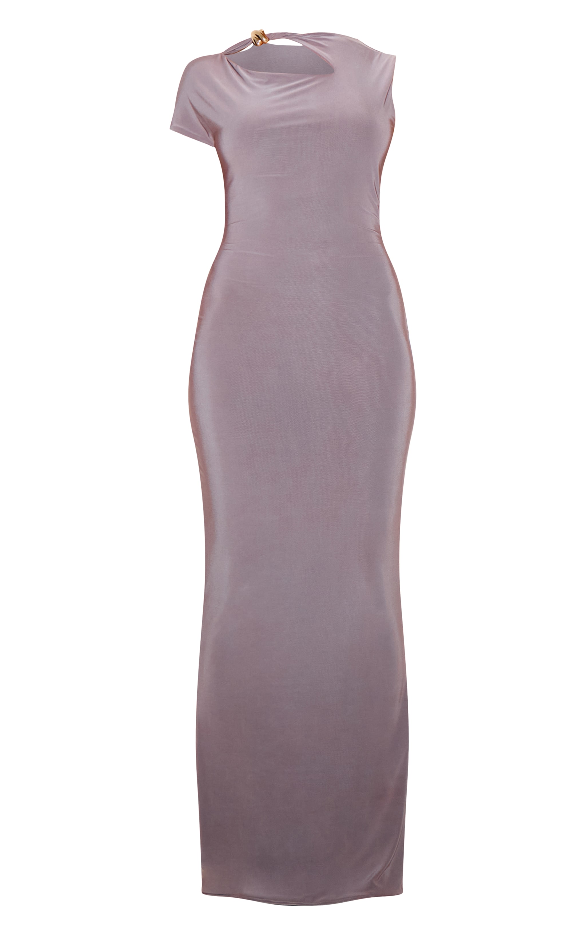 Petite Taupe Gold Trim Detail Maxi Dress image 5