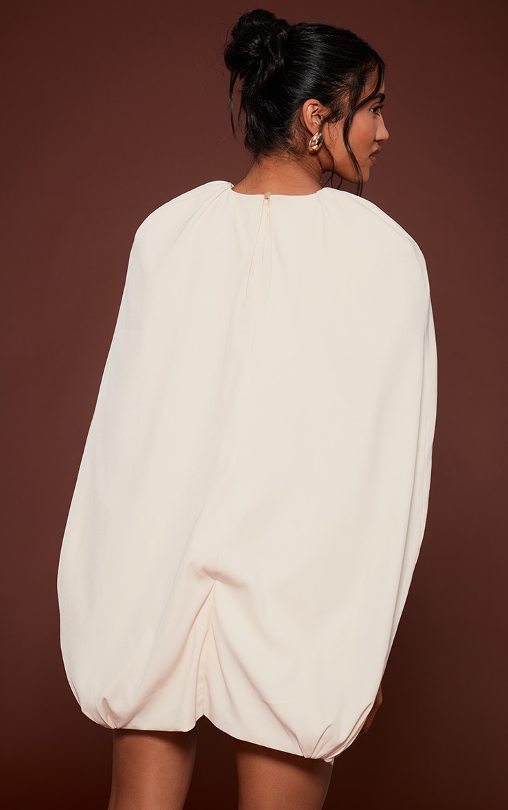 Cream Woven Asymmetric Mini Bodycon Dress image 2