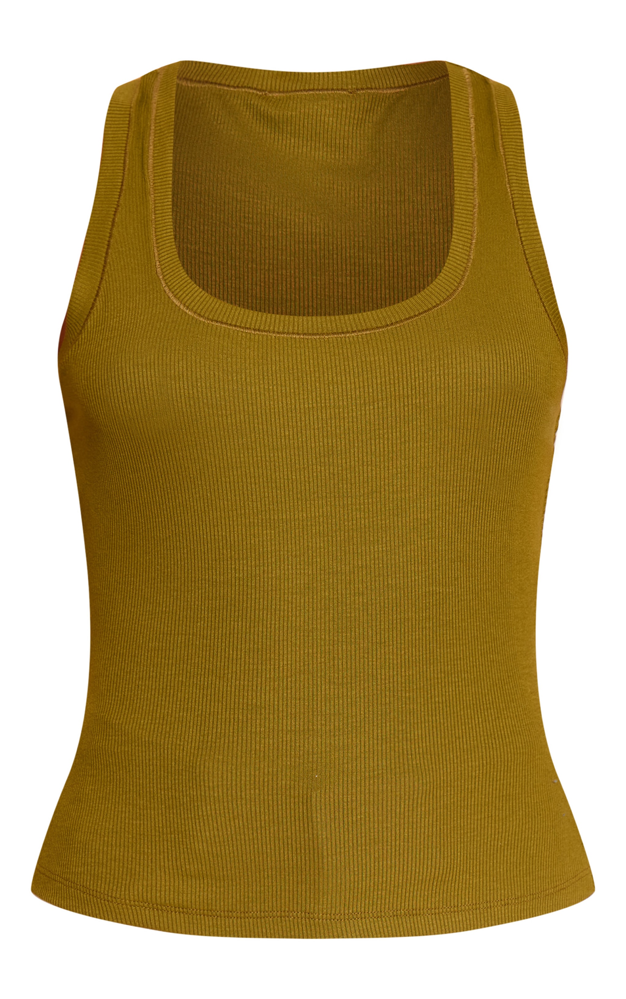 Olive Soft Rib Scoop Neck Vest Top image 5