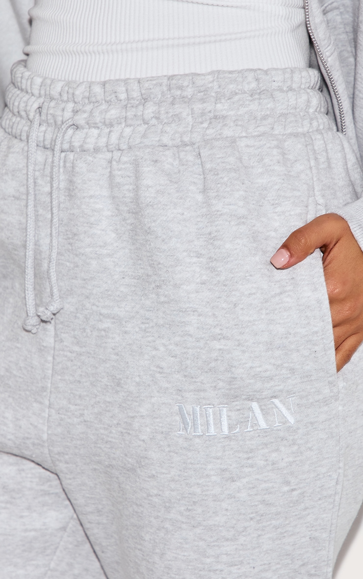 Petite Ash Grey Graphic Detail Straight Leg Sweatpants image 4