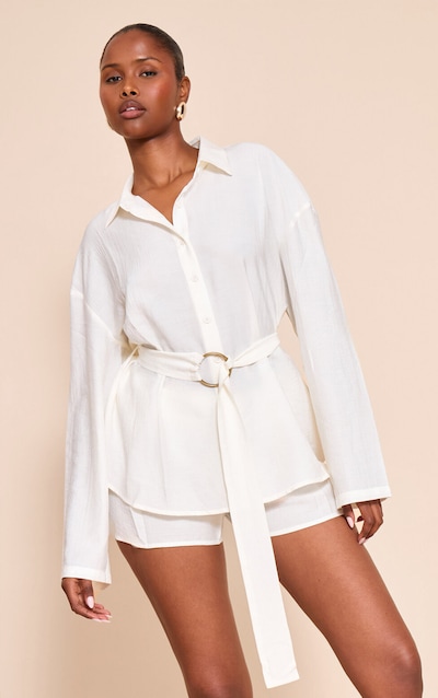 Short fluide texturé crème