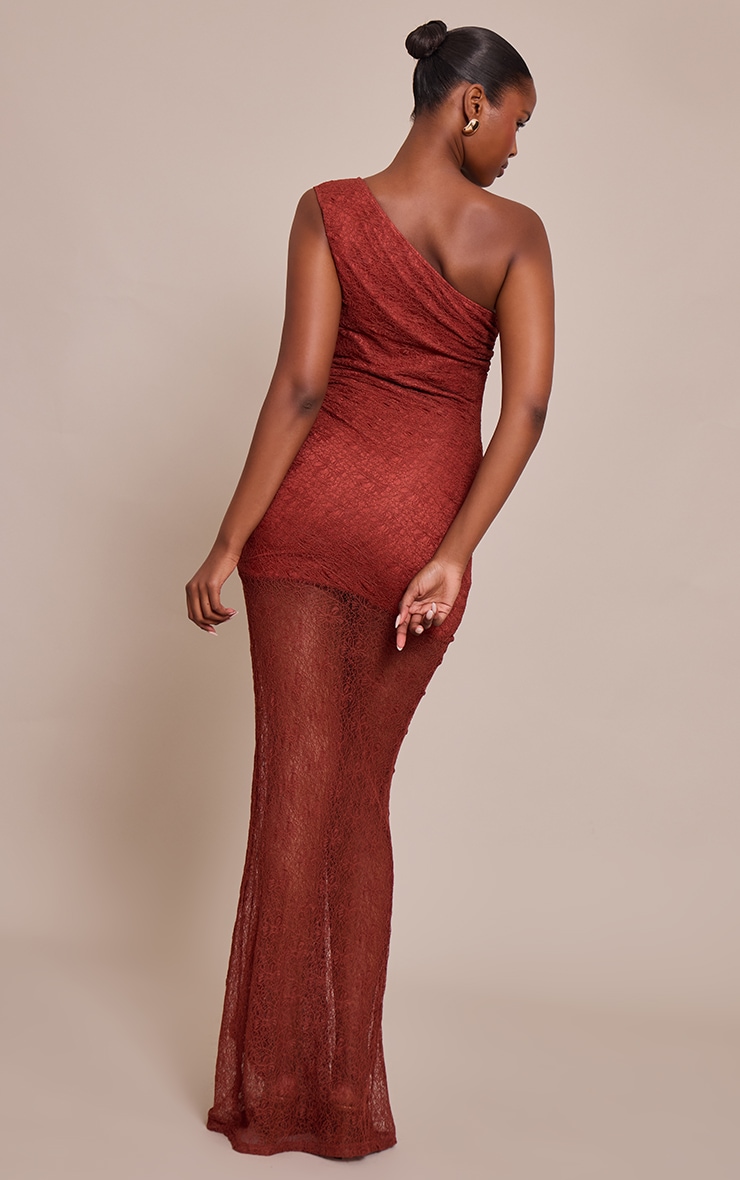 Rust Lace One Shoulder Maxi Dress image 2