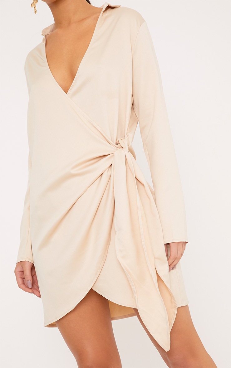 champagne satin shirt dress