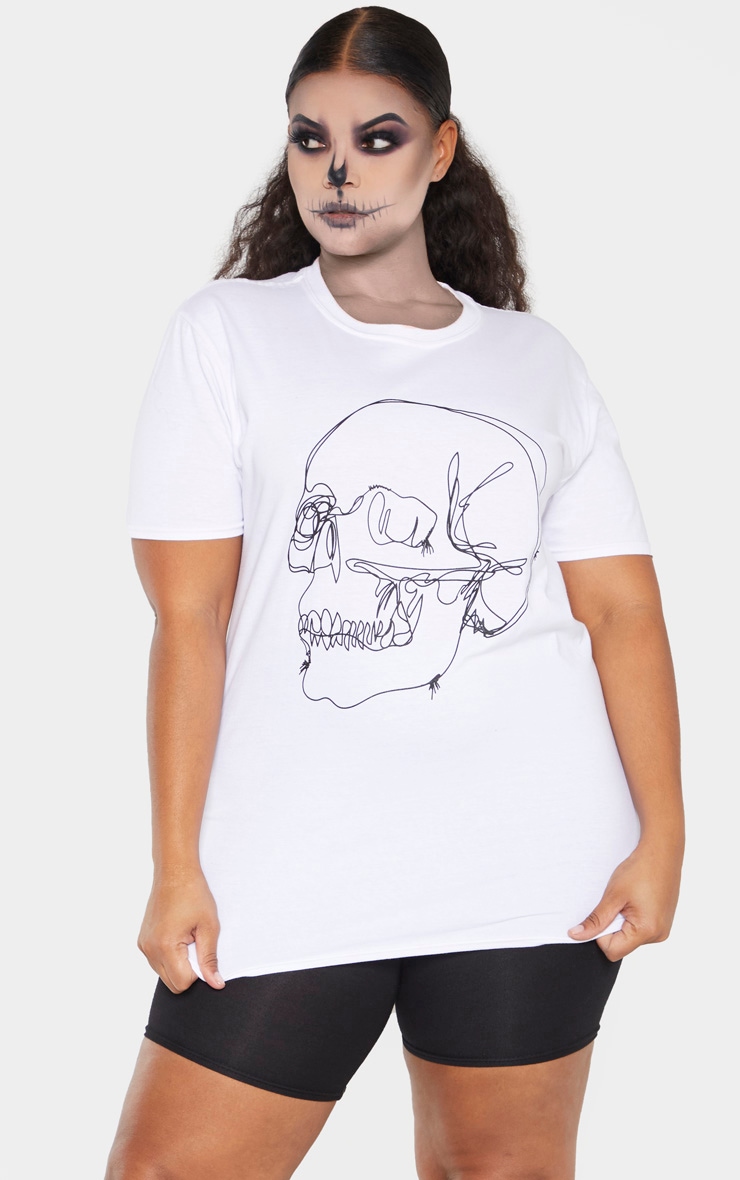 Plus White Skull Tee Shirt