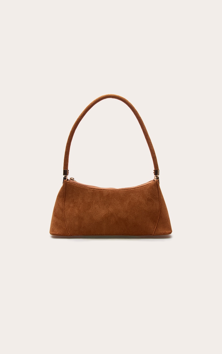 Tan Faux Suede Seam Detail Structured Shoulder Bag image 4
