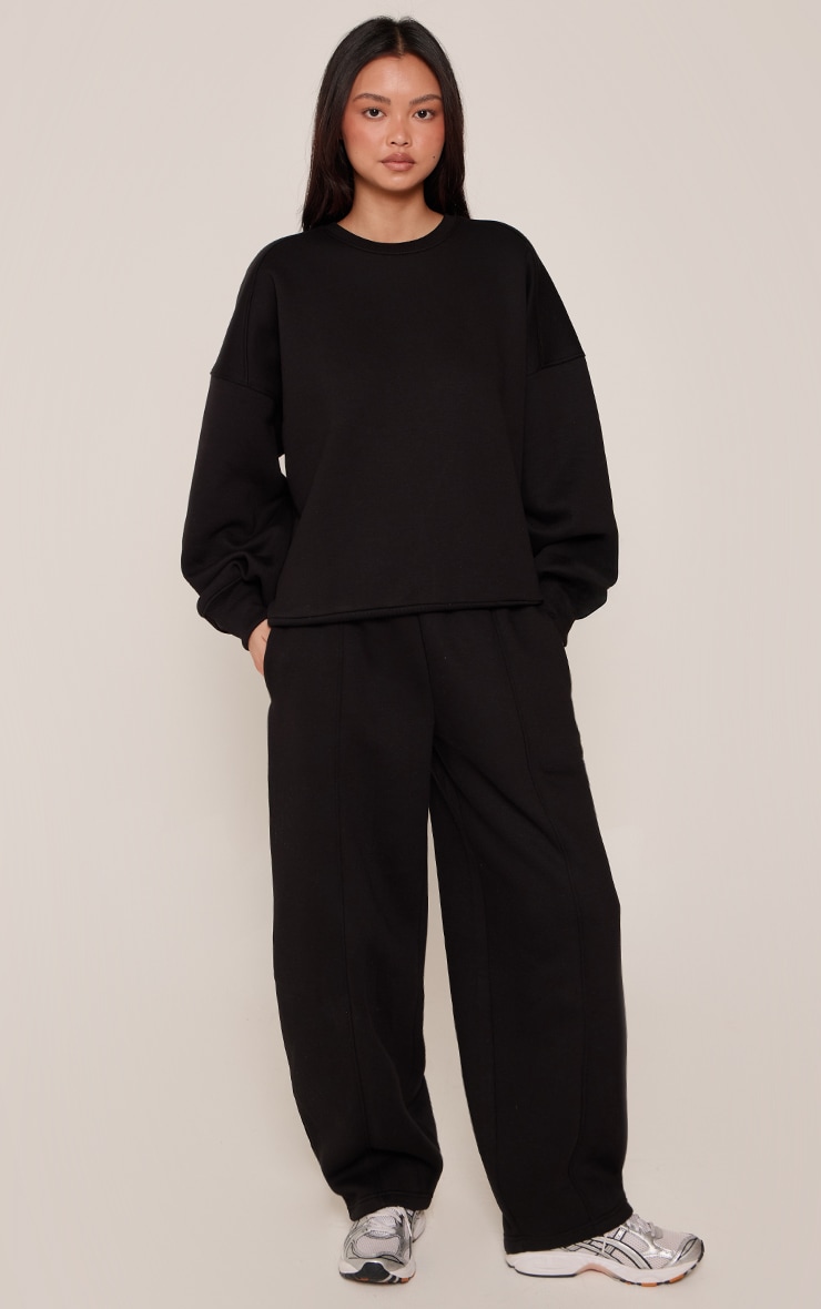 Black Balloon Sleeve Oversized Sweatshirt image 3