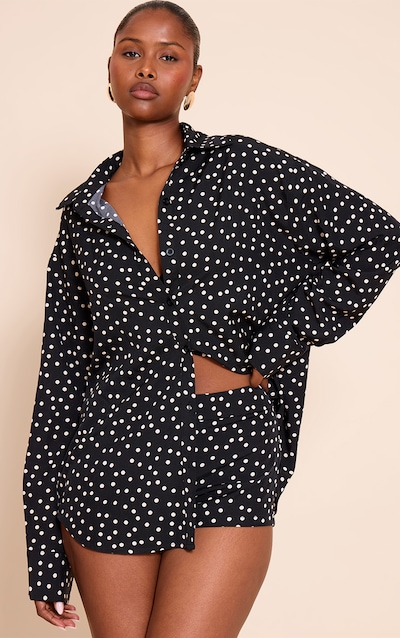 Short de tailleur tissé noir à pois