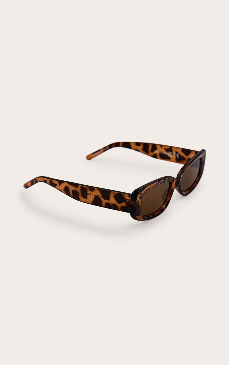 Amber Tortoise Shell Chunky Angled Sunglasses image 4