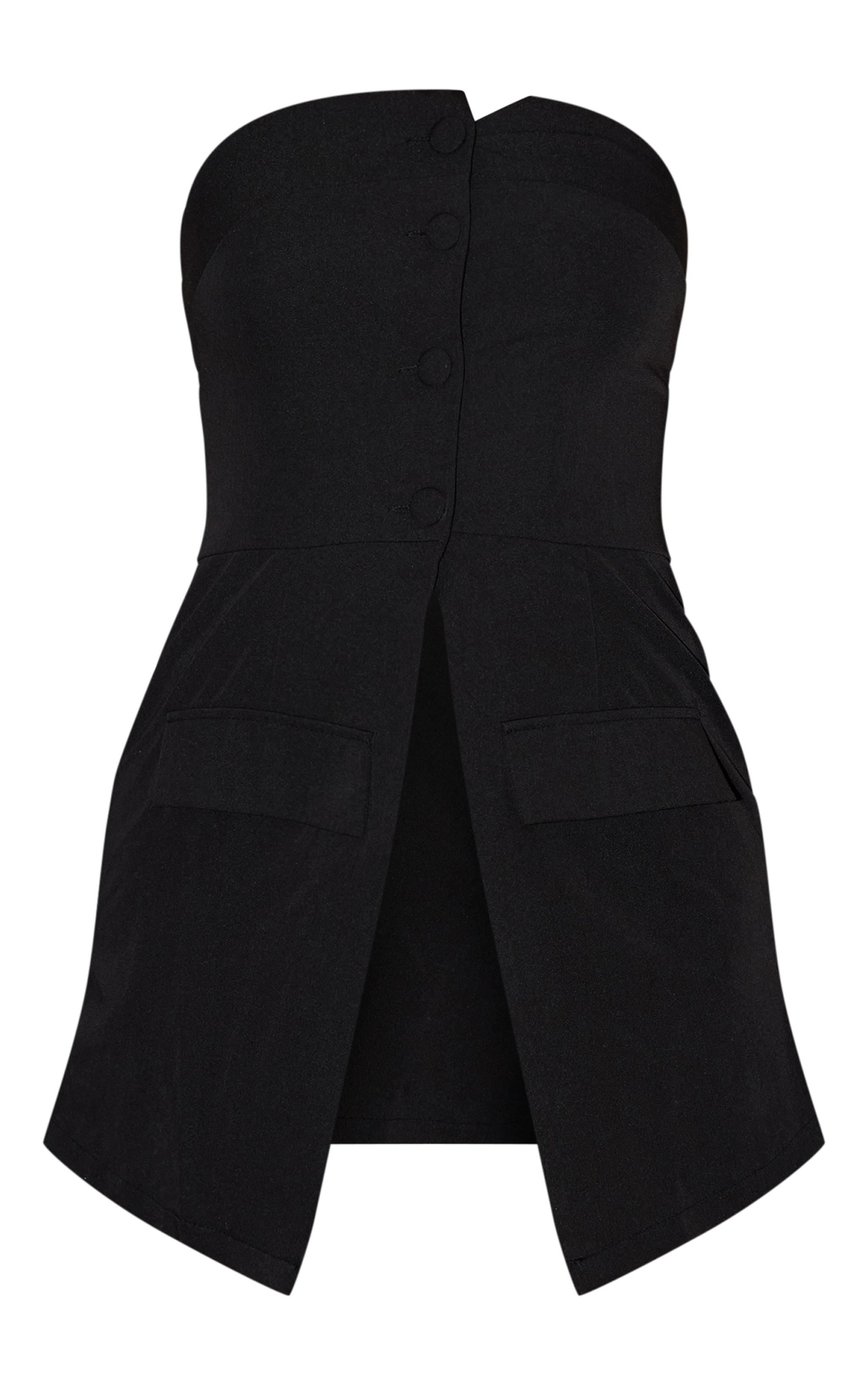 Black Tailored Button Detail Skort Bandeau Romper image 5
