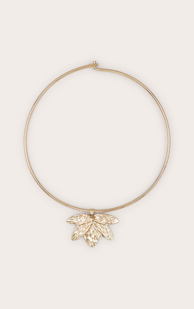 Gold Leaf Structured Collar Necklace image 2