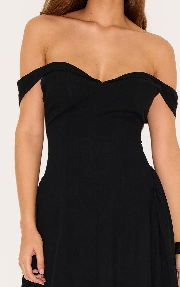 Robe droite noire à col bardot image 4