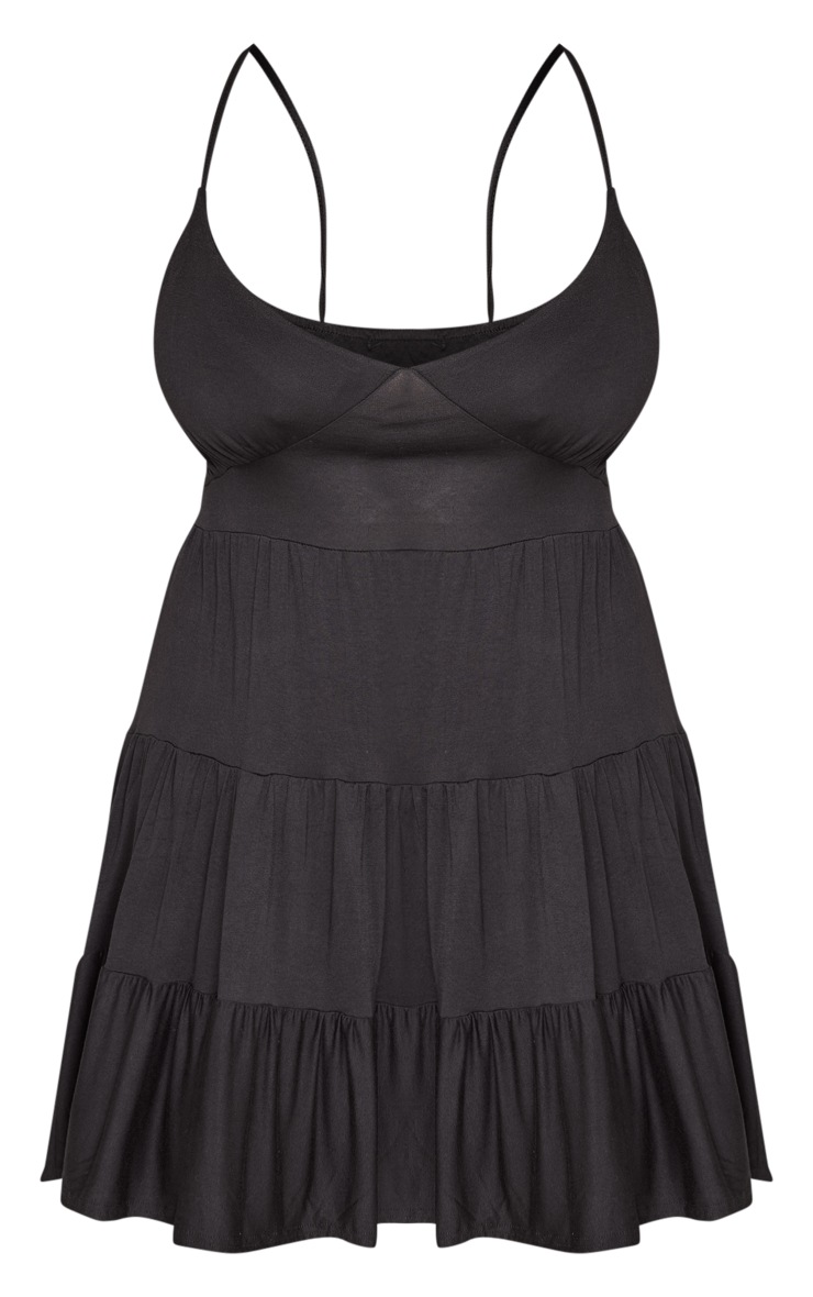 Plus Black Jersey Tiered Shift Dress image 1