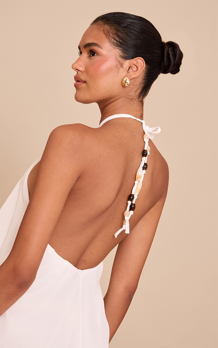 Cream Chiffon Backless Bead Detail Floaty Romper image 4
