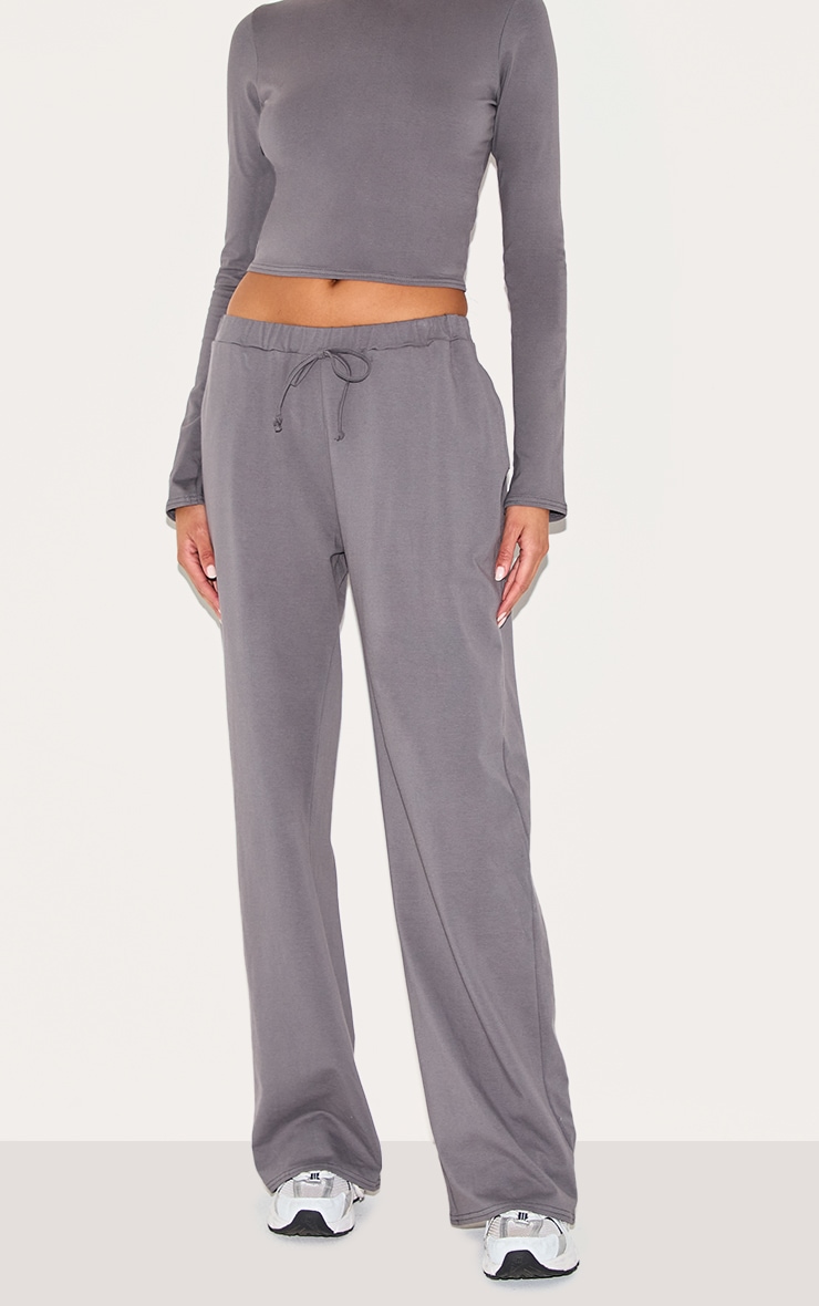 Pantalon large en coton gris anthracite image 2