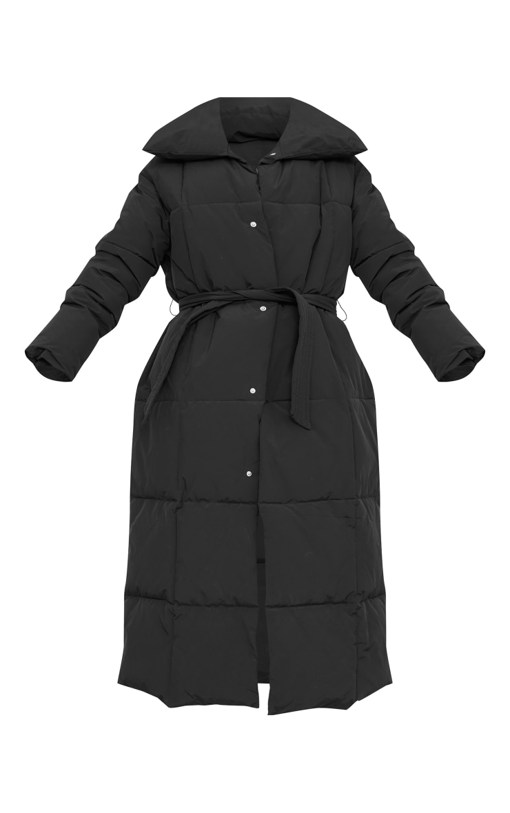 Black Oversized Square Quilted Maxi Puffer Coat image 5