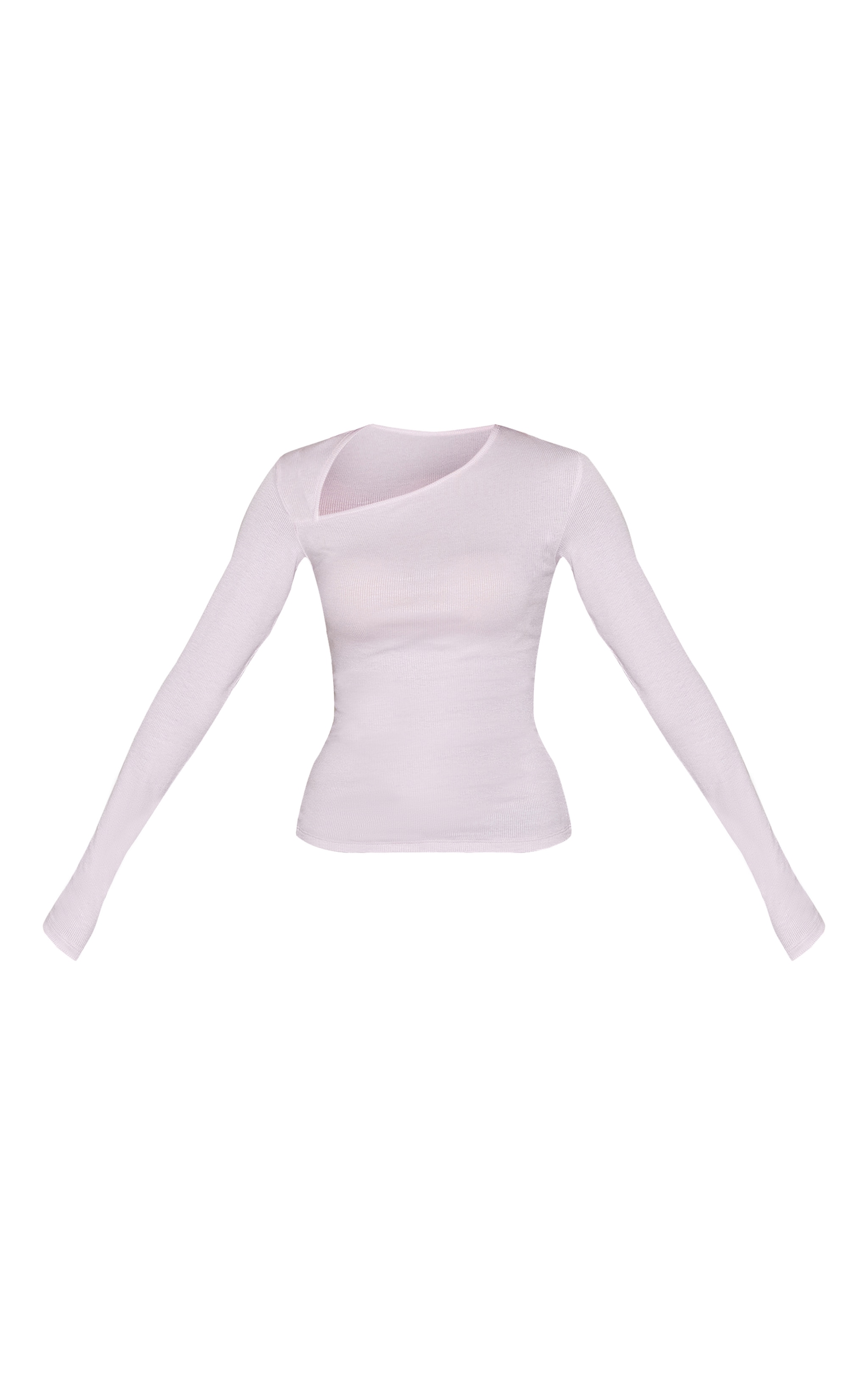 Pale Pink Soft Rib Asymmetric Detail Fitted Longline Top image 5