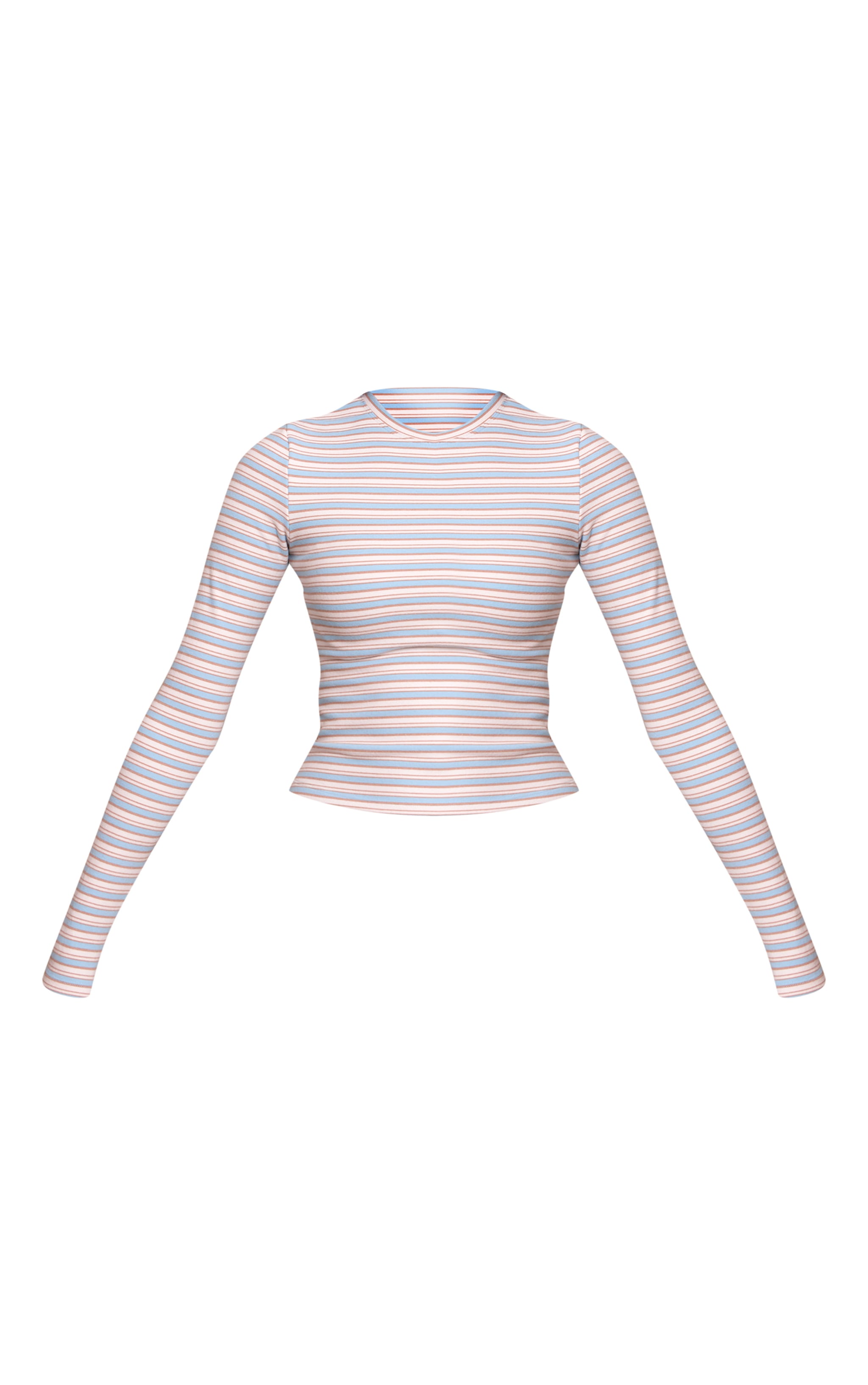 Light Blue Striped Soft Fleece Long Sleeve Top image 5