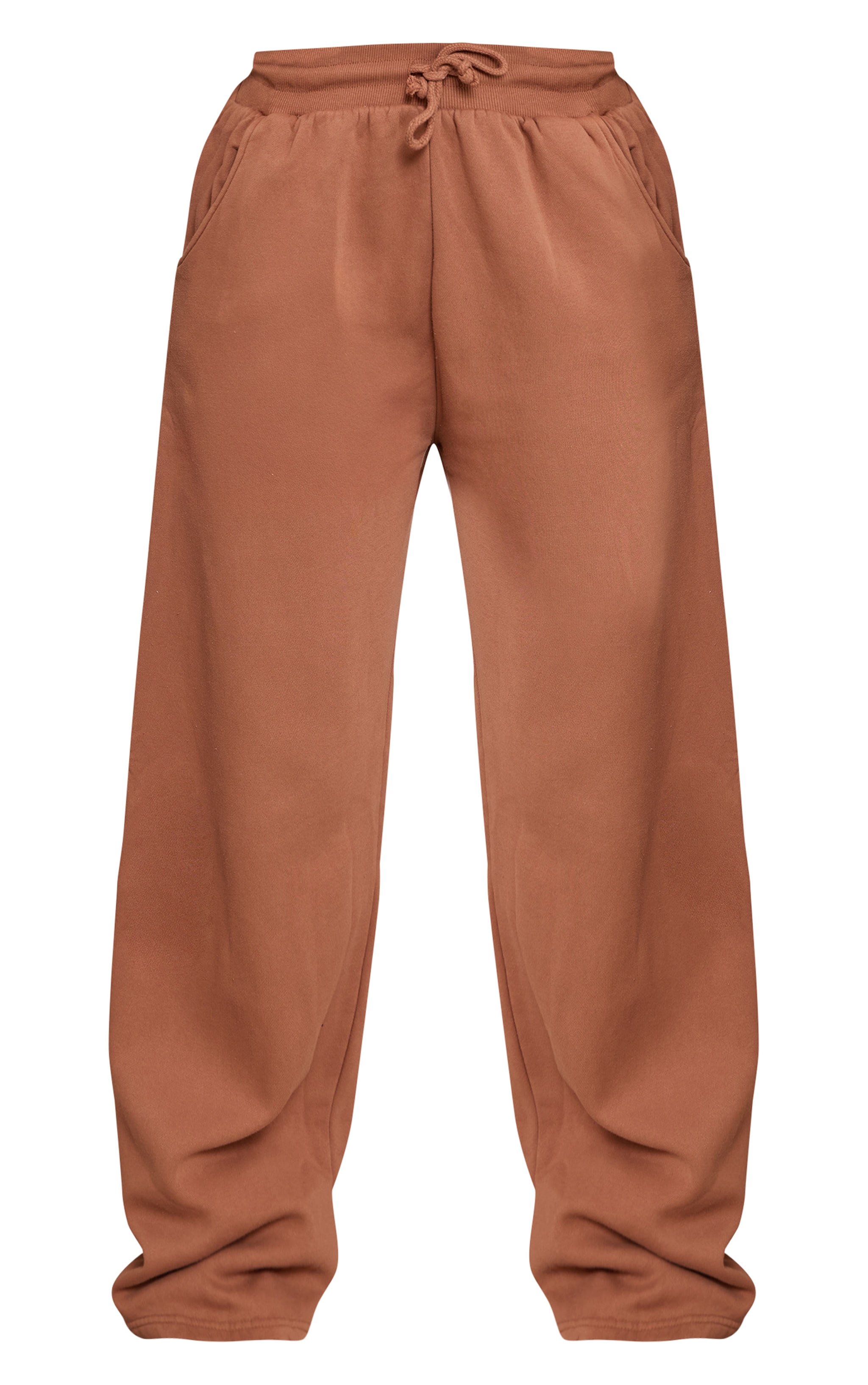 Shape Chocolate Washed Tie Waist Straight Leg Sweatpants