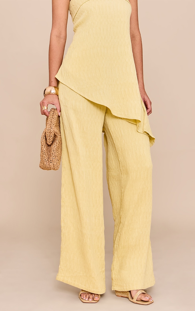 Pantalon large texturé jaune citron image 2
