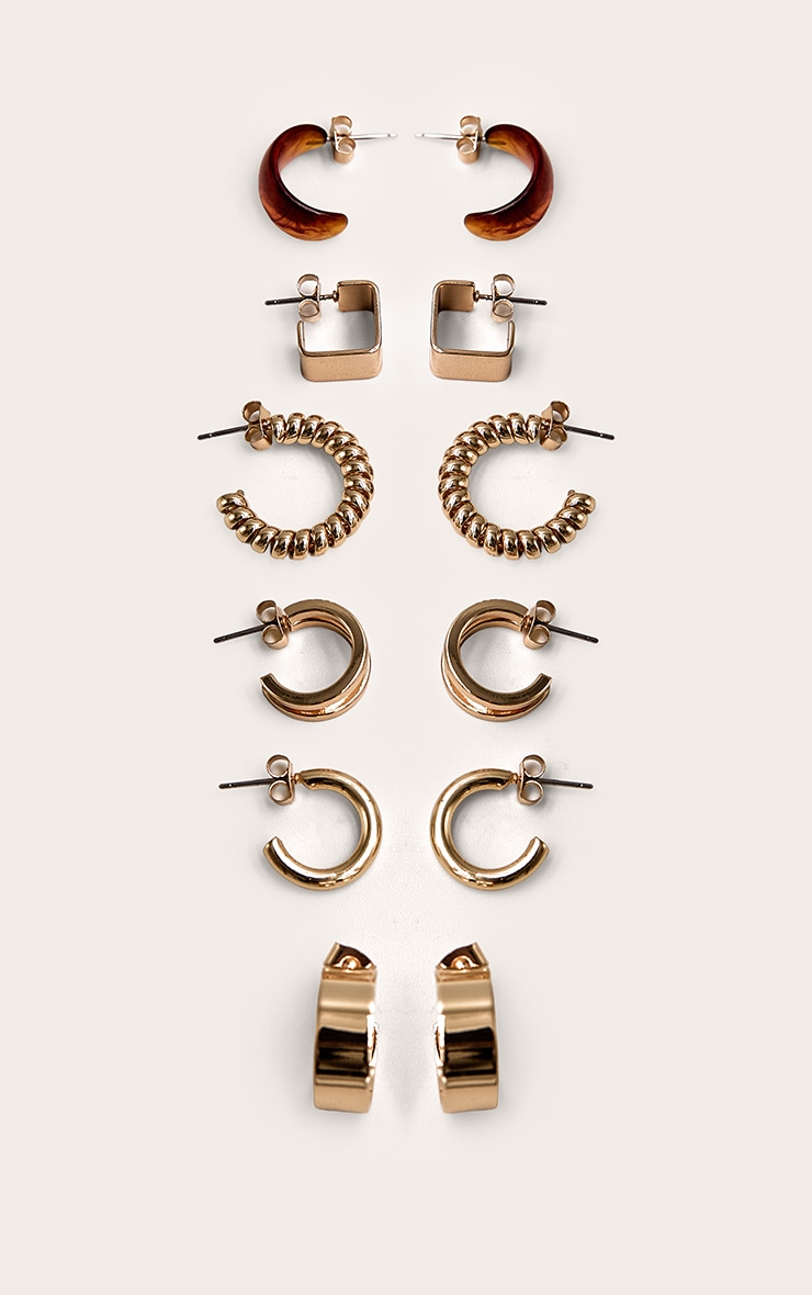 Lot de mini créoles dorées à pierre en résine effet fumé