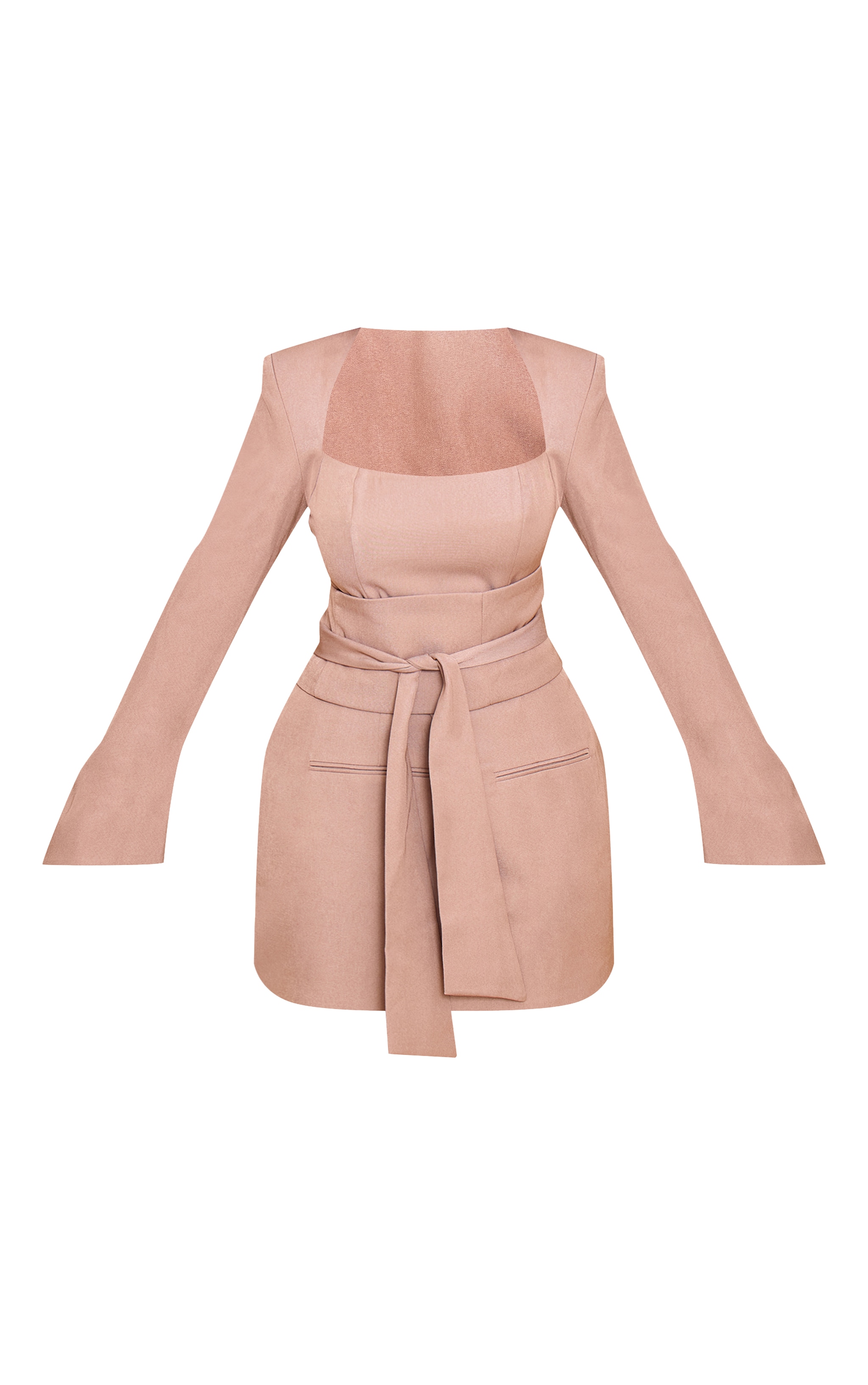 Shape Taupe Tailored Sweetheart Belted Mini Dress image 5